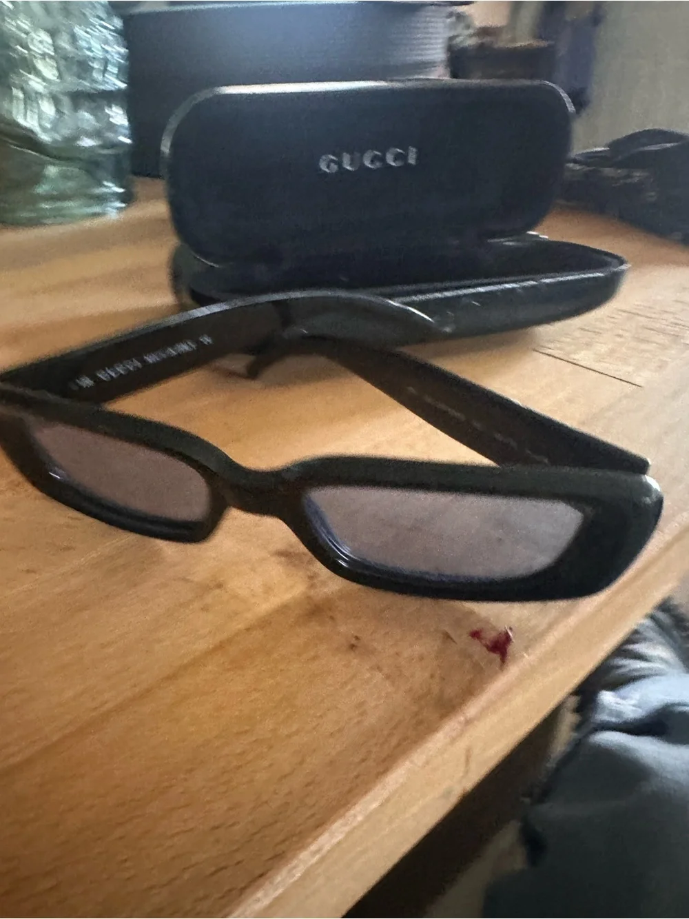 Gucci Black Rectangular Women's Sunglasses
